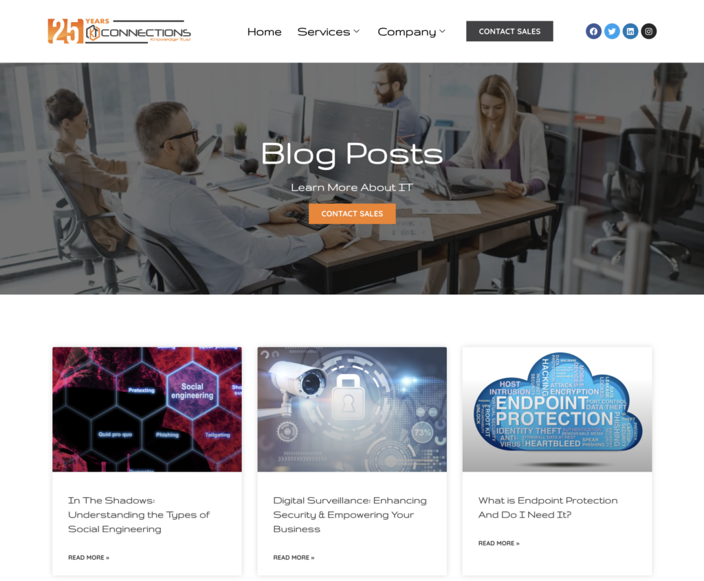 KT Connections blog posts landing page